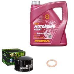 Wartungsset Ölwechsel, Mannol Motorbike Öl 4Takt sytnth.