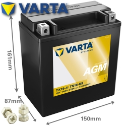 Batterie VARTA TX16-BS / YTX16-BS Powersport AGM geschlossen